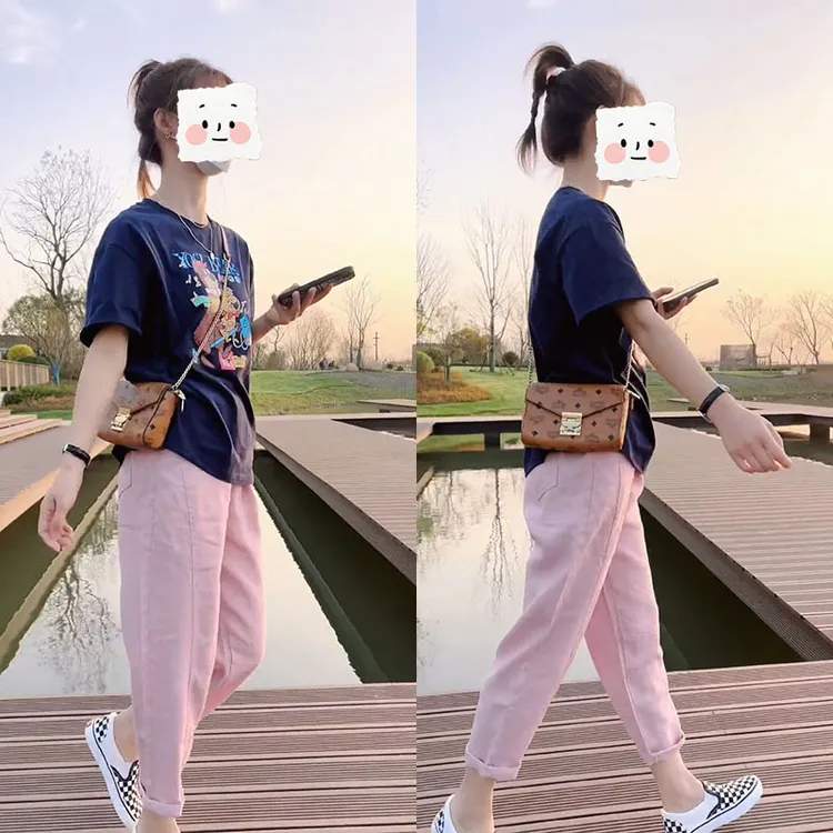 套装夏季2025新款小众设计感有印花短袖T恤休闲九分裤显瘦百搭女
