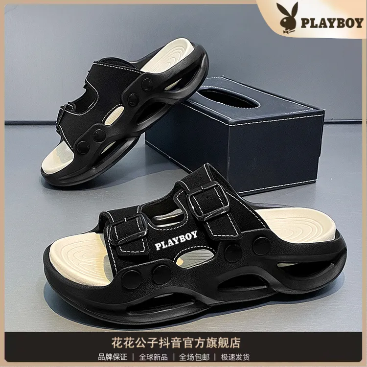 PLAYBOY/花花公子夏季外穿时尚百搭潮流轻便厚底防滑沙滩鞋凉鞋
