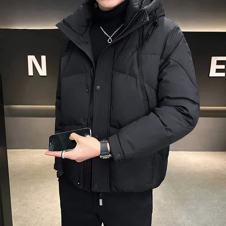 羽绒服男冬季加厚2025新款潮牌高级感90白鸭绒短款连帽冬装外套