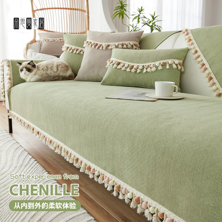 朵思曼雪尼尔沙发垫四季通用ins风皮沙发坐垫子新款2025沙发套罩