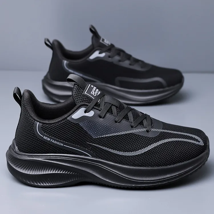 透气厚底增高男鞋2025夏季新款百搭时尚运动鞋网面软底纯色休闲鞋