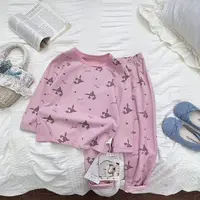 CQL  2025秋季儿童卡通可爱印花满印兔子家居服套装   6801-6