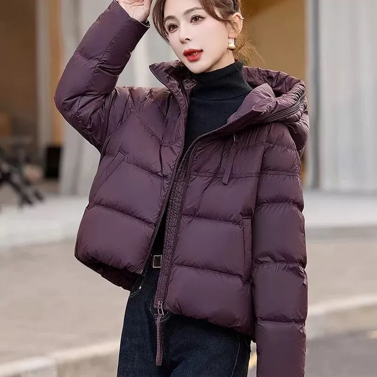 减龄时尚韩版洋气2025冬季新款棉服女小个子连帽显瘦加厚保暖外套