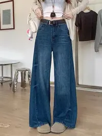 【008#】裤子直筒裤臀大女生适合的裤子牛仔裤复古女款