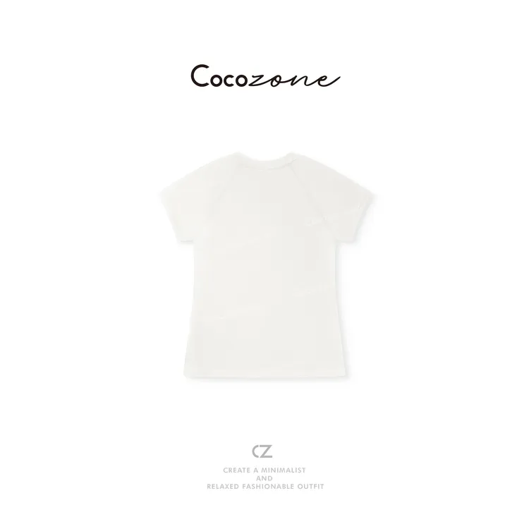 COCO ZONE 刘一一 “意威T”长绒棉混纺修身简约T恤 CD1A1226