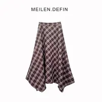MEILEN.DEFIN 格纹不规则半身裙复古时髦轻穿搭8976