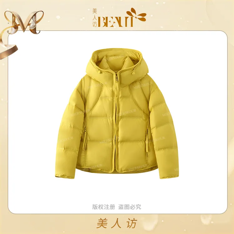 美人访【描绘墨雪】连帽加厚百搭休闲面包羽绒服外套12308