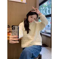 YO定制慵懒风休闲菱格肌理感半拉链连帽卫衣秋冬韩版宽松帽衫棉服