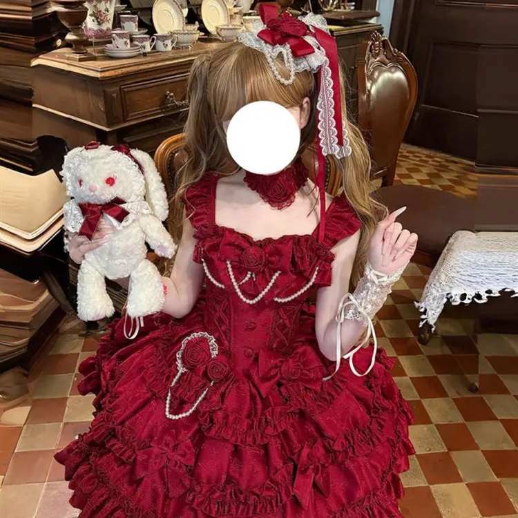 BabaLuya洛丽塔芭蕾风格洛丽塔吊带裙Jsk狗短Cos服装成人仪式生