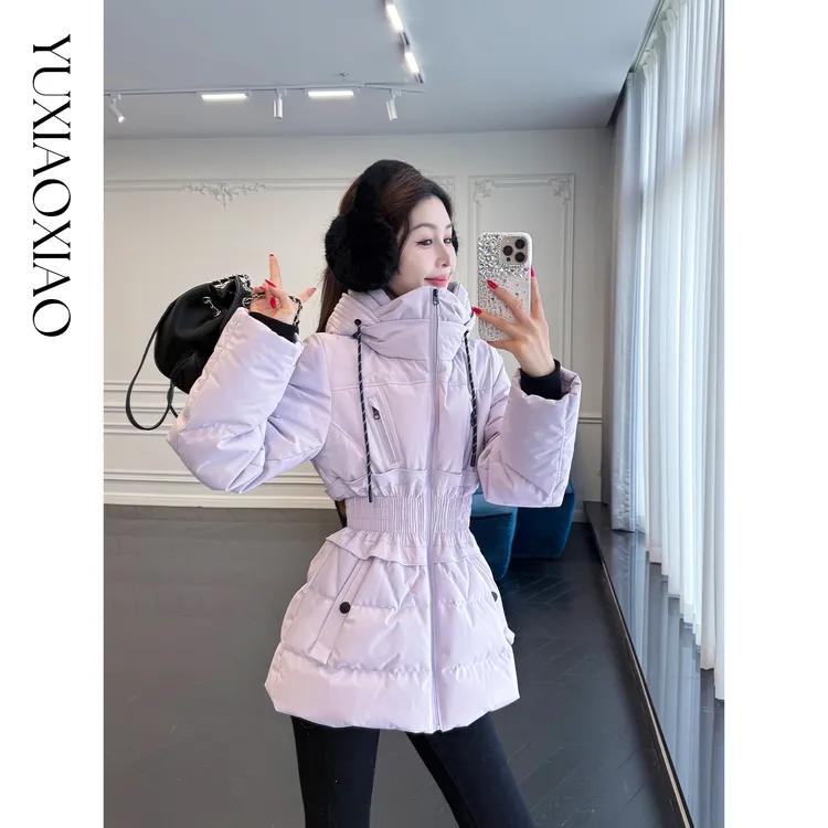 余潇潇【滑雪总动员】时尚百搭三防正肩90白鹅绒立领显瘦收腰羽绒服