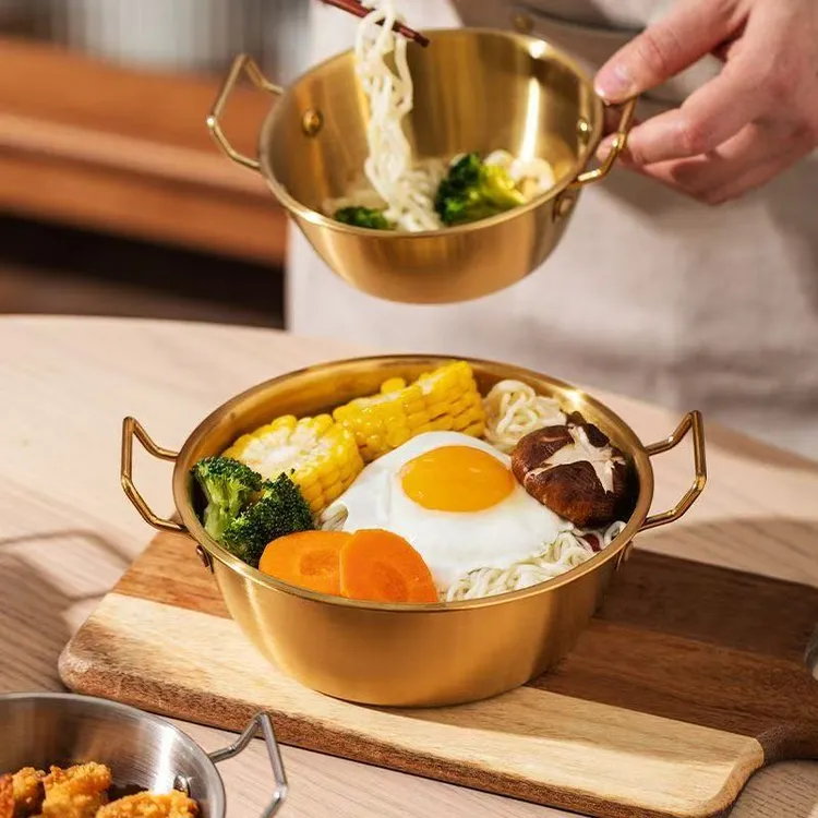 【简爱好物】网红家用金色手柄不锈钢锅防烫304不锈钢锅买一送一