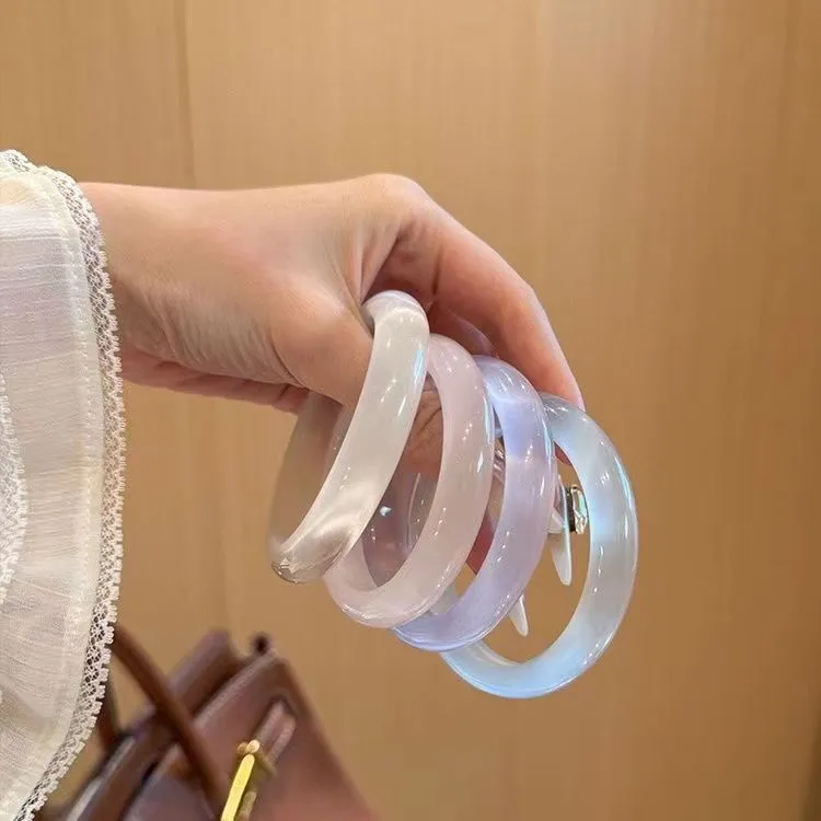 非金属玻璃手镯 精品款猫眼石手镯高冰高透氛围感气质手镯带礼盒