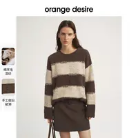 【焦糖布丁】orange desire宽条纹秋冬温柔针织衫羊毛衫OD2EWKZK204