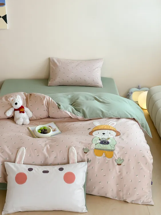 25新款A类母婴级全棉双层纱贴布绣工艺款四件套亲肤透气柔软可爱