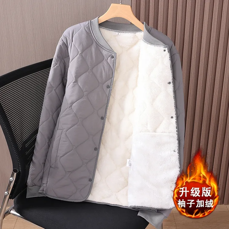 男士加绒加厚新款保暖短款棉衣棉服立领休闲内外穿内胆秋冬棒球服