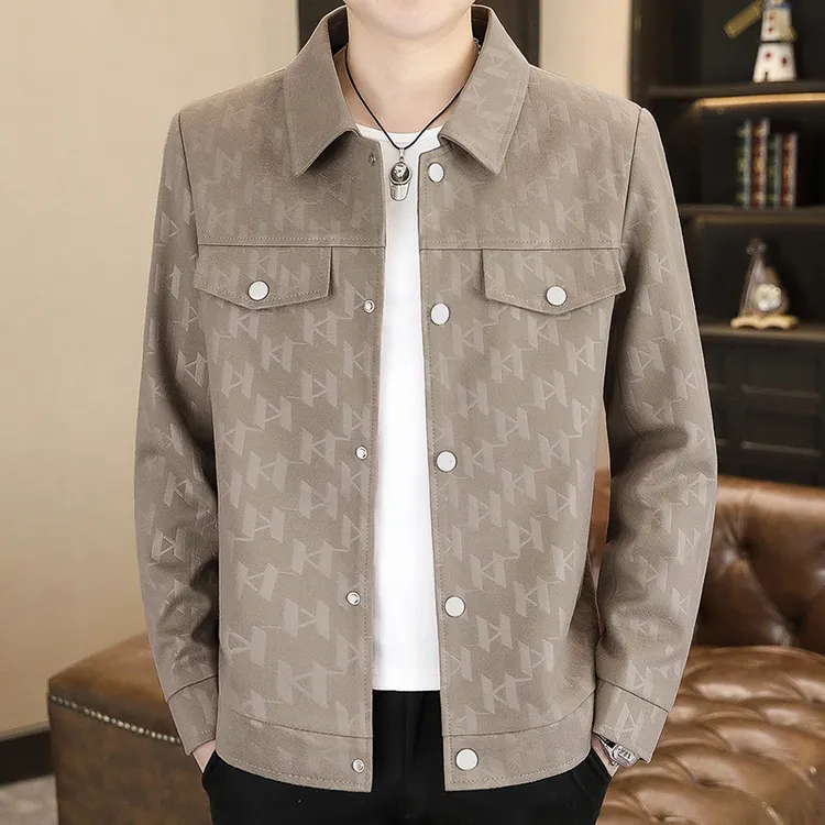 春秋新款行政夹克翻领薄款时尚工装外套简约休闲上衣韩版帅气