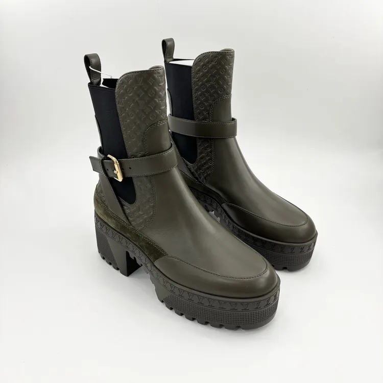 未使用 LouisVuitton/路易威登 36.5码/军绿色短靴/T0155