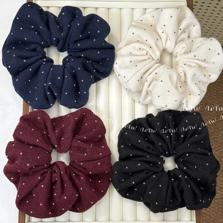  LeTu • 复古软糯波点针织大肠发圈韩版慵懒感头绳低马尾发绳