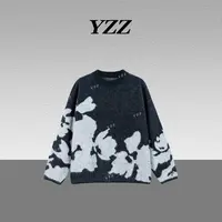 YZZ“撞彩”山羊绒拉绒轻奢重工提花慵懒风针织衫羊毛衣 680295