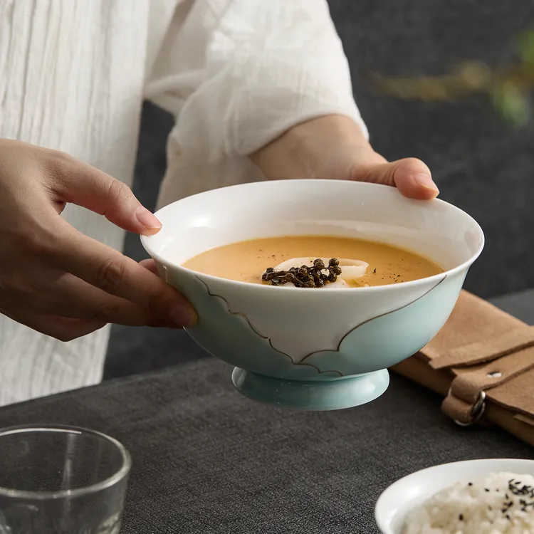 德化青瓷餐具2025新款高级感好看精致好看高颜值家用大号陶瓷面碗