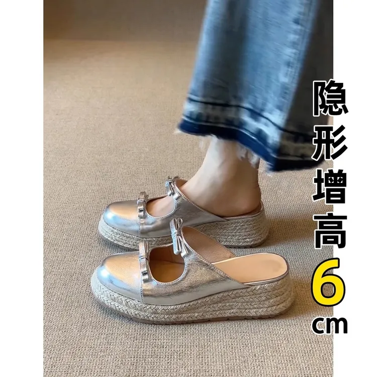 【韩国JTG&Shoes官方正品】增高厚底坡跟包头半拖鞋女夏渔夫凉拖鞋