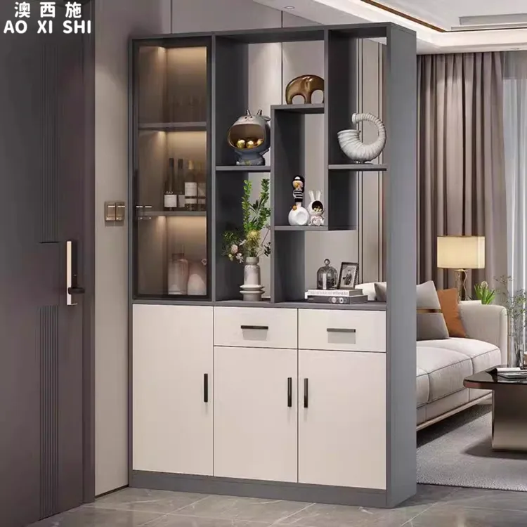 澳西施入户玄关柜鞋柜一体实木酒柜2025新款客厅隔断屏风装饰柜子