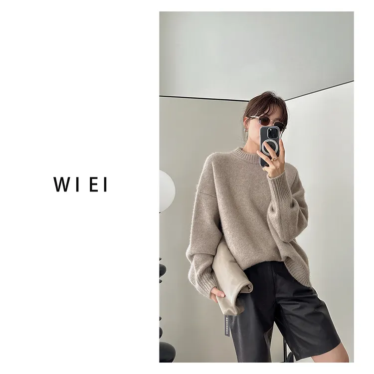 《WI EI》人生毛衣*北纬43.9度罕白绒100%康赛妮羊绒毛衣W25309092