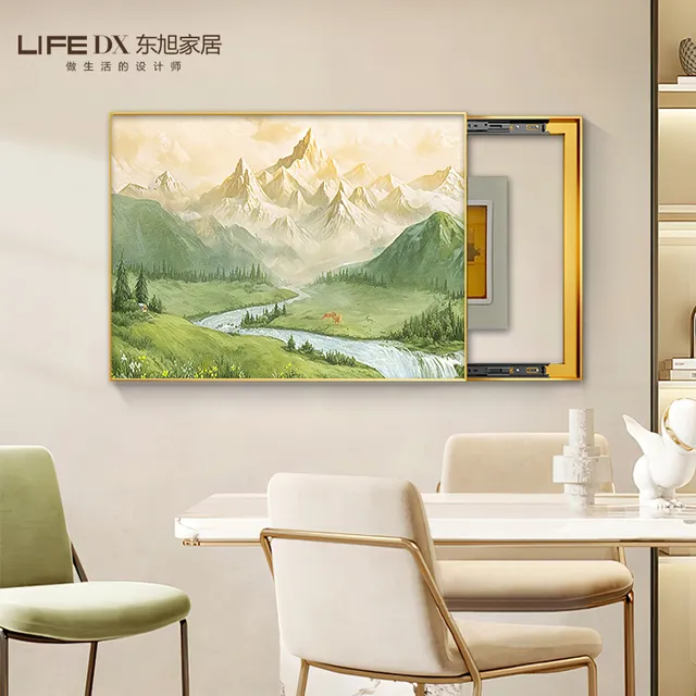 日照金山电表箱装饰画奶油风电闸盒风景油画遮挡挂画配电箱免打孔