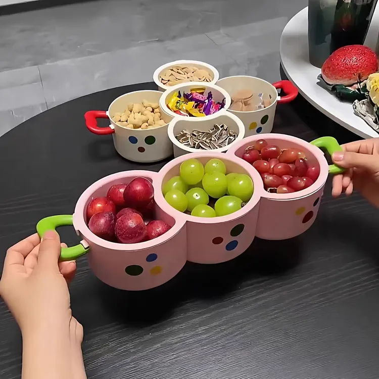 花朵分格沥水水果盘零食盘高端精致高颜值沥水篮客厅茶几家用新款