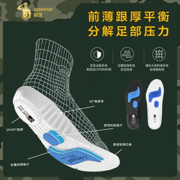 【三双装】新同志跑步运动防伤鞋垫高弹减震久站军训常用（正品保证）