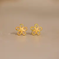 足银银制品 【歪歪】足银花花耳钉小众珠宝（多样性发一） X-H7257