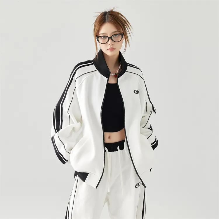 【明星同款】春秋季开衫卫衣情侣款美式潮牌立领宽松上衣外套男女