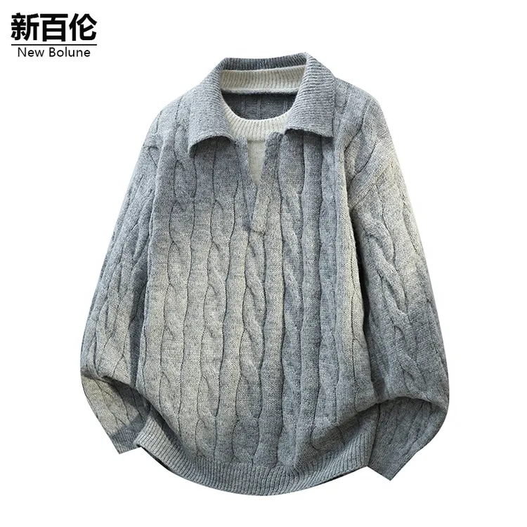 新百伦/NEW BOLUNE美式休闲毛衣男款秋冬季百搭复古宽松针织衫