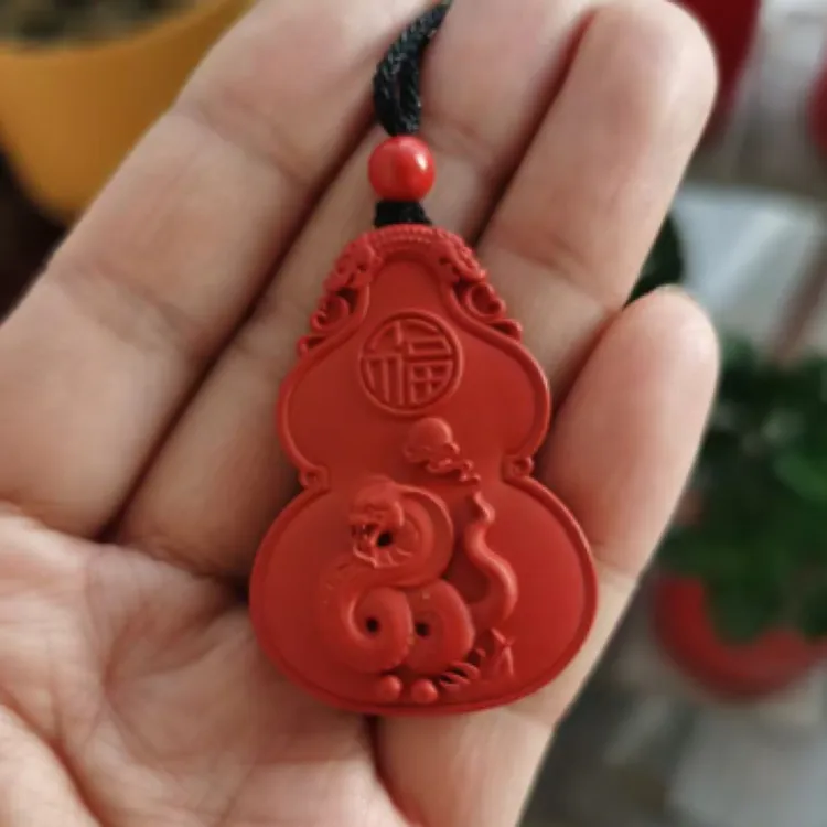 含辰砂工艺品红砂葫芦灵蛇吊坠