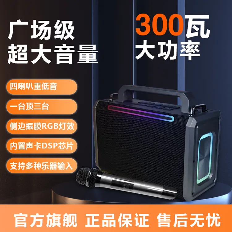 300W超重低音蓝牙音响家用广场舞乐器K歌直播声卡一体机专用音响