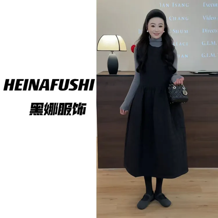 HEINA【小公主】绑带蝴蝶结夹棉背心裙6939