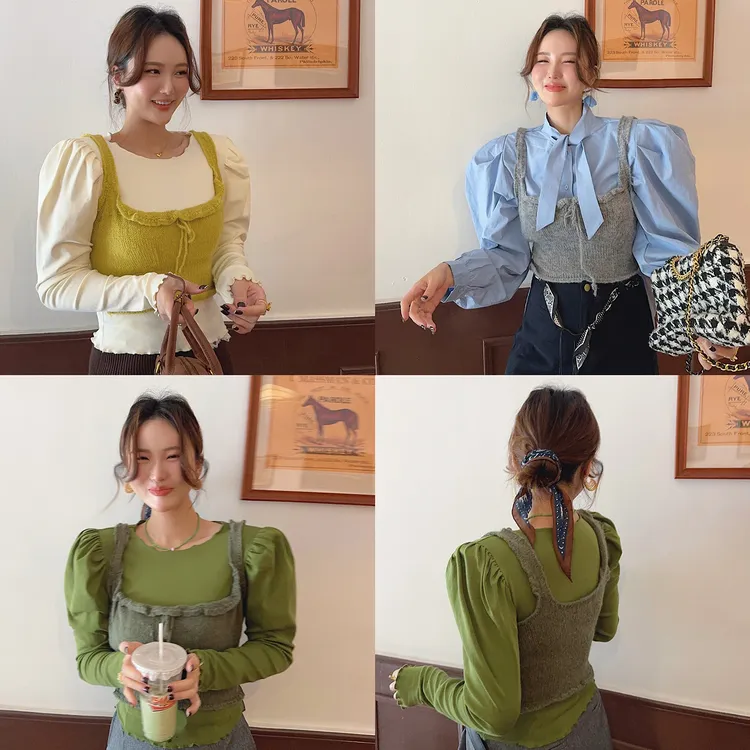 智英欧尼 木耳马夹~【无袖针织马甲 纯色高级感高弹力背心秋冬】