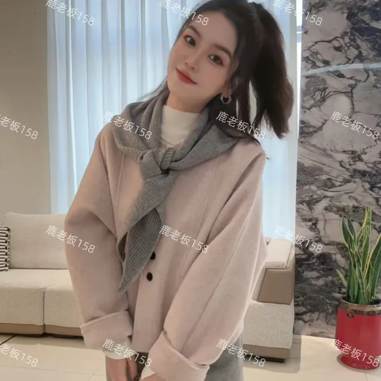 【KAIROS新.澳毛CK】秋冬女短款圆领短外套纯色羊毛小香风外套20288