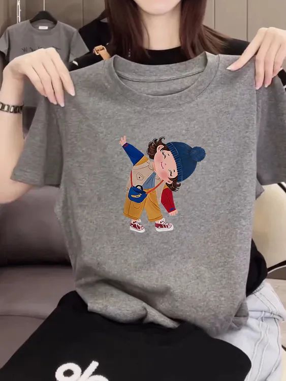 圆领短袖高级灰打底今年爆款设计感半袖衫字母印花上衣夏季T恤女