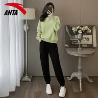 安踏运动套装女秋季新款宽松休闲跑步百搭时尚卫衣长裤正品两件套