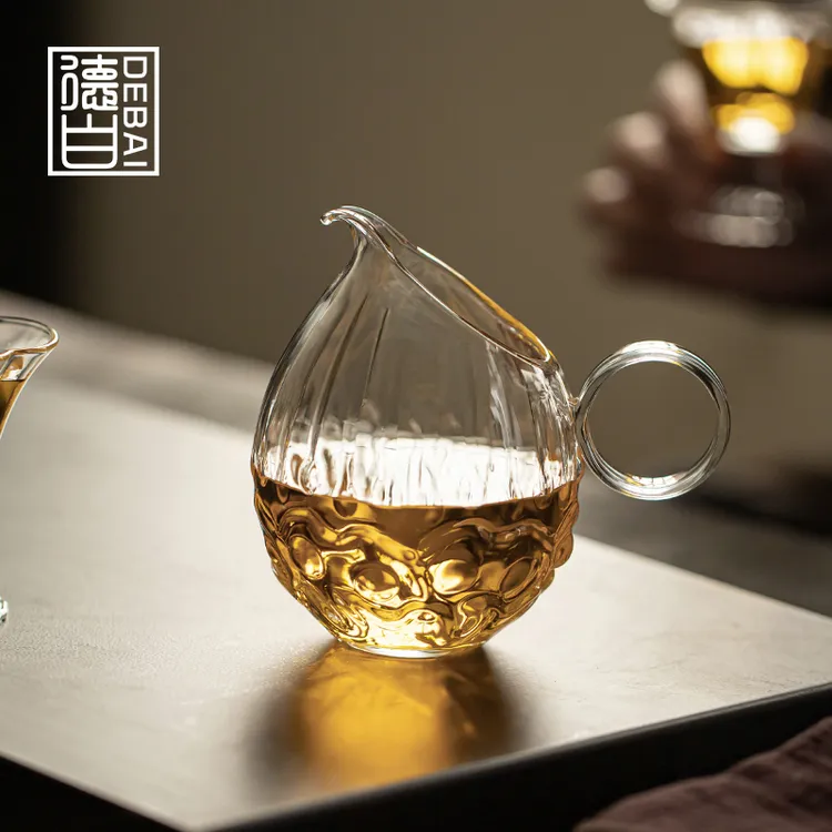 德白凝珠公道杯玻璃耐热分茶器女士家用透明公杯功夫茶具配件茶海