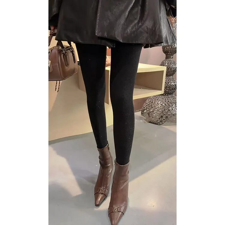 （羊毛精梳棉）百搭秋冬烫钻打底袜K31393