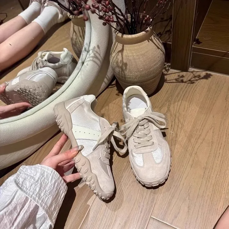新款百搭小个子内增高德训鞋女系带休闲运动鞋厚底老爹鞋