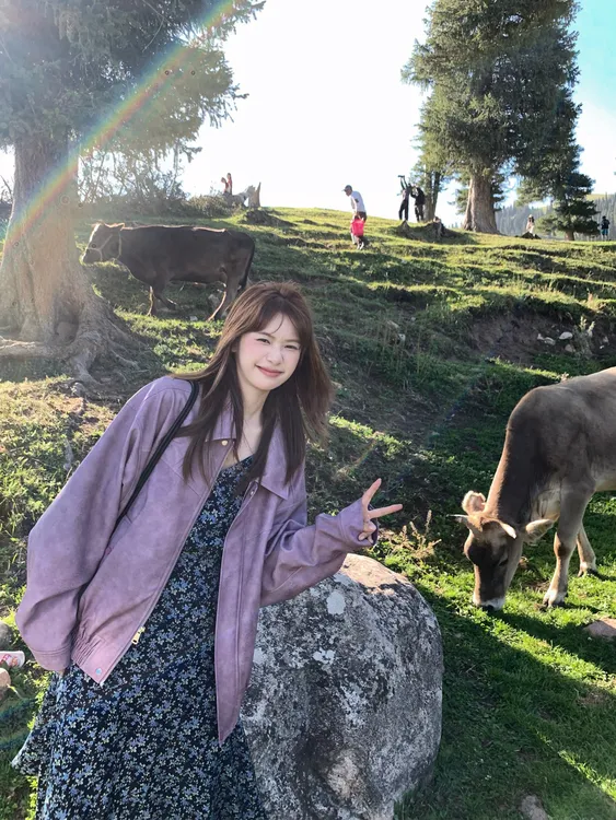 美式复古紫色皮衣短款外套女2025春秋韩版宽松休闲机车服夹克上衣