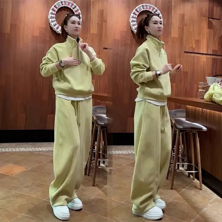 时尚高级感休闲运动套装女2025春秋新款宽松减龄拉链卫衣两件套