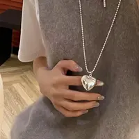 铁合金莫桑石项链 项链气质百搭复古小众银色ins坠链素款