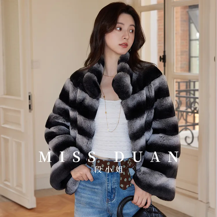 MISSDUAN“雪国姨太”进口龙猫獭兔毛皮草外套女大衣2025秋冬新款