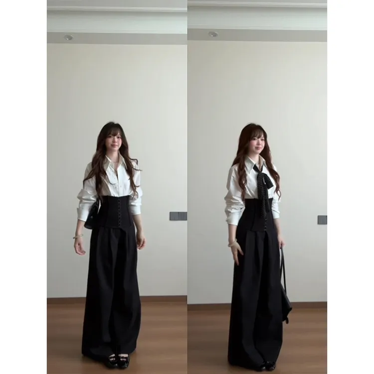 MARIE.COCO秋季新款气质通勤长袖衬衫上衣高级感西装阔腿裤套装女