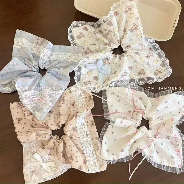 小众手作动物乐园蝴蝶结方巾发圈系列甜美可爱少女马尾丸子头发饰