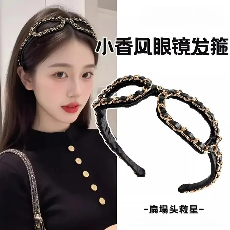 甜酷风轻奢高级感黑金眼镜发箍女款2026新款高颅顶头箍发卡头饰商品图